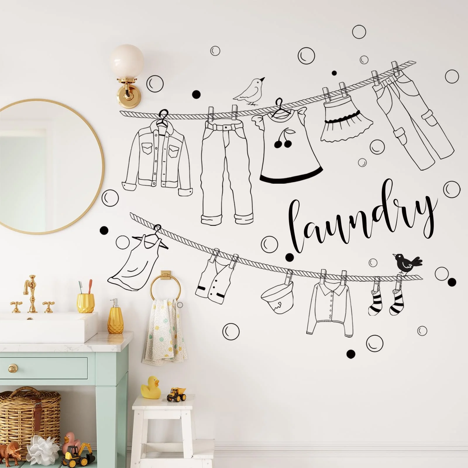 Наклейка на стіну Laundry Room Чорно-біла DIY, фото №2 Наклейка на стіну Laundry Room Чорно-біла DIY, фото №2