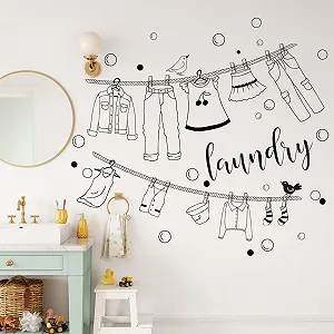 Наклейка на стіну Laundry Room Чорно-біла DIY synthetic.ua - Фото 1