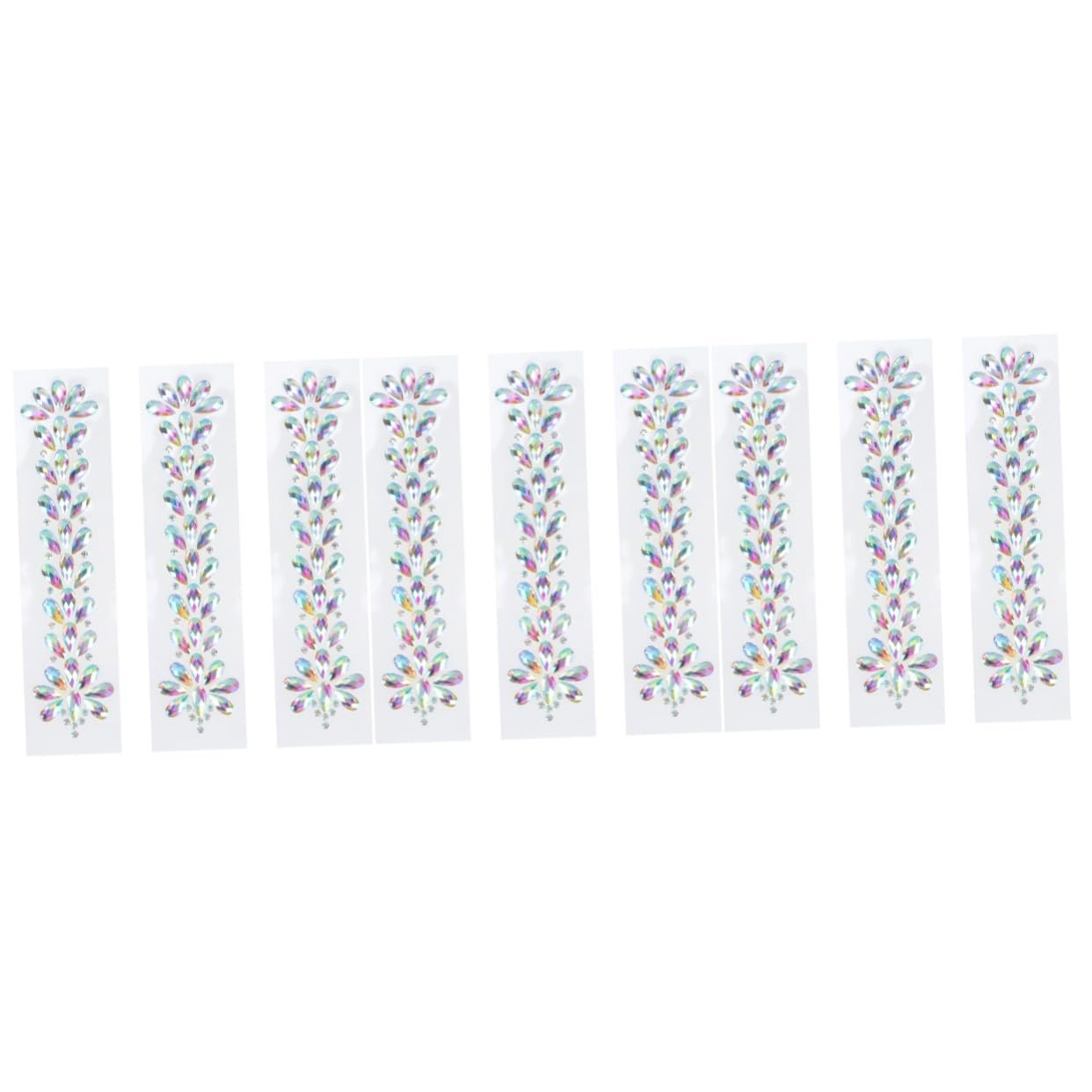 Наклейки стрази COHEALI 9 аркушів Імітація кристалів Діамант Кольорові квіти Білий стиль, фото №1