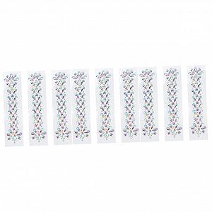 Наклейки стразы COHEALI 9 листов Имитация кристаллов Бриллиант Цветные цветы Белый AB стиль - Фото 1