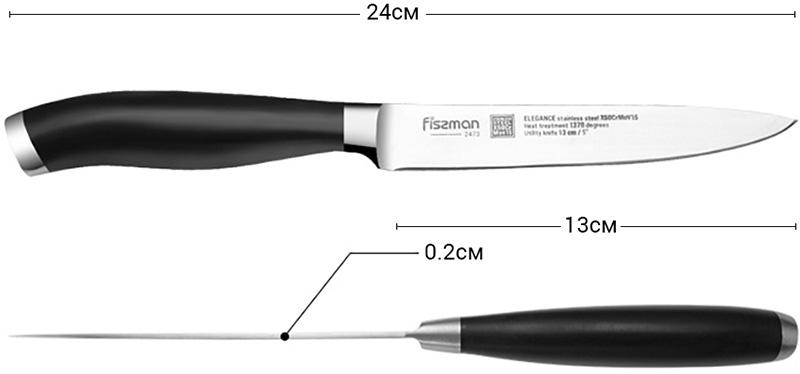 Ніж універсальний Fissman Elegance 13см з високолегованої нержавіючої сталі, фото №2