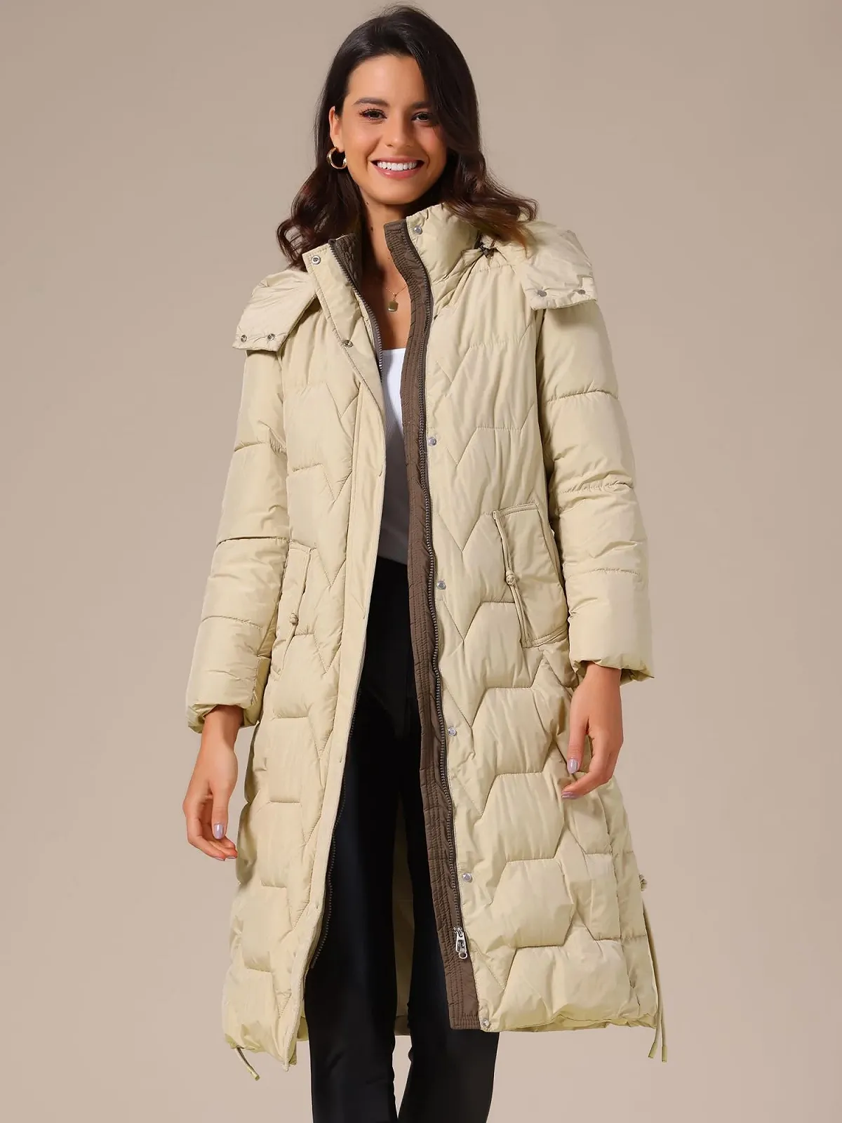 Пуховик Allegra K Зимний Длинный Капюшон Молния Куртка Верхняя одежда, фото №3 Пуховик Allegra K Зимний Длинный Капюшон Молния Куртка Верхняя одежда, фото №3