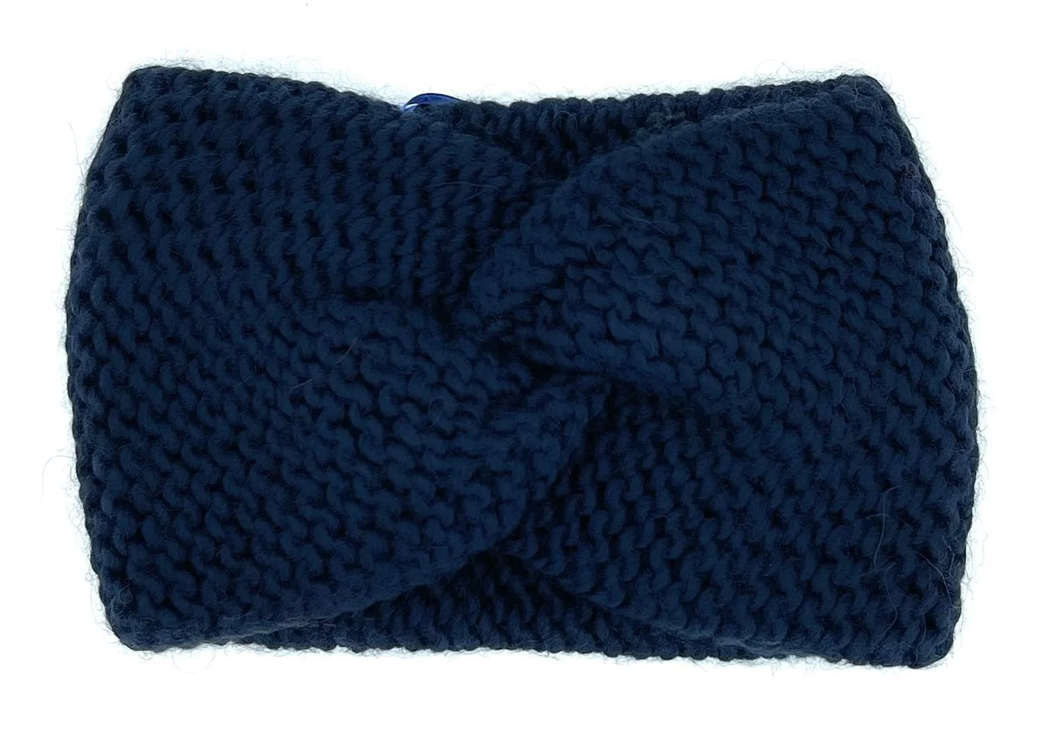 Жіноча В'язана Пов'язка на Голову з Альпаки, Синя, фото №1