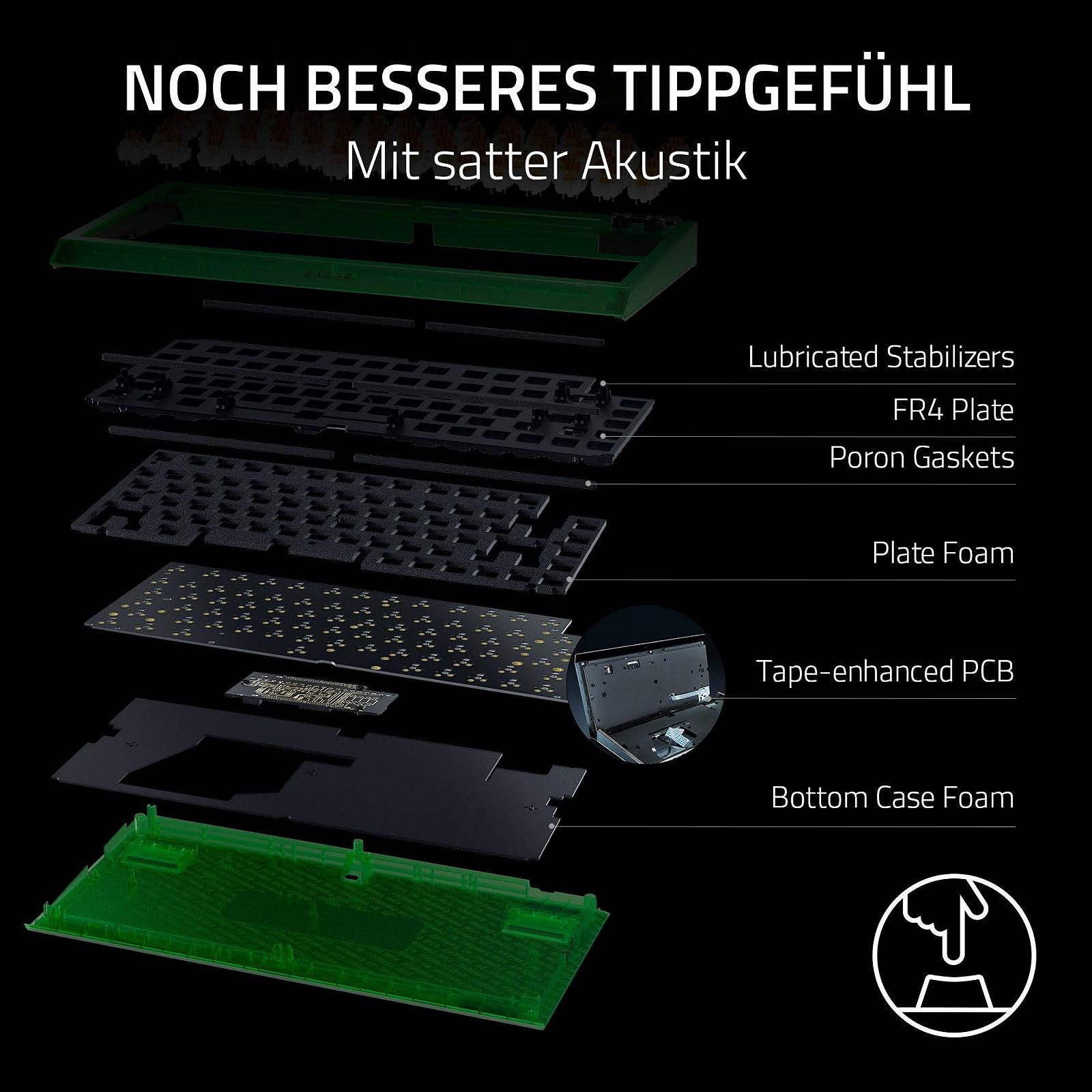 Механічна ігрова клавіатура з можливістю гарячої заміни Razer BlackWidow V4 75% Phantom Green Edition Orange Tactile Switches Media Roll 2 Media Keys US Layout Phantom Green, фото №4 Механічна ігрова клавіатура з можливістю гарячої заміни Razer BlackWidow V4 75% Phantom Green Edition Orange Tactile Switches Media Roll 2 Media Keys US Layout Phantom Green, фото №4