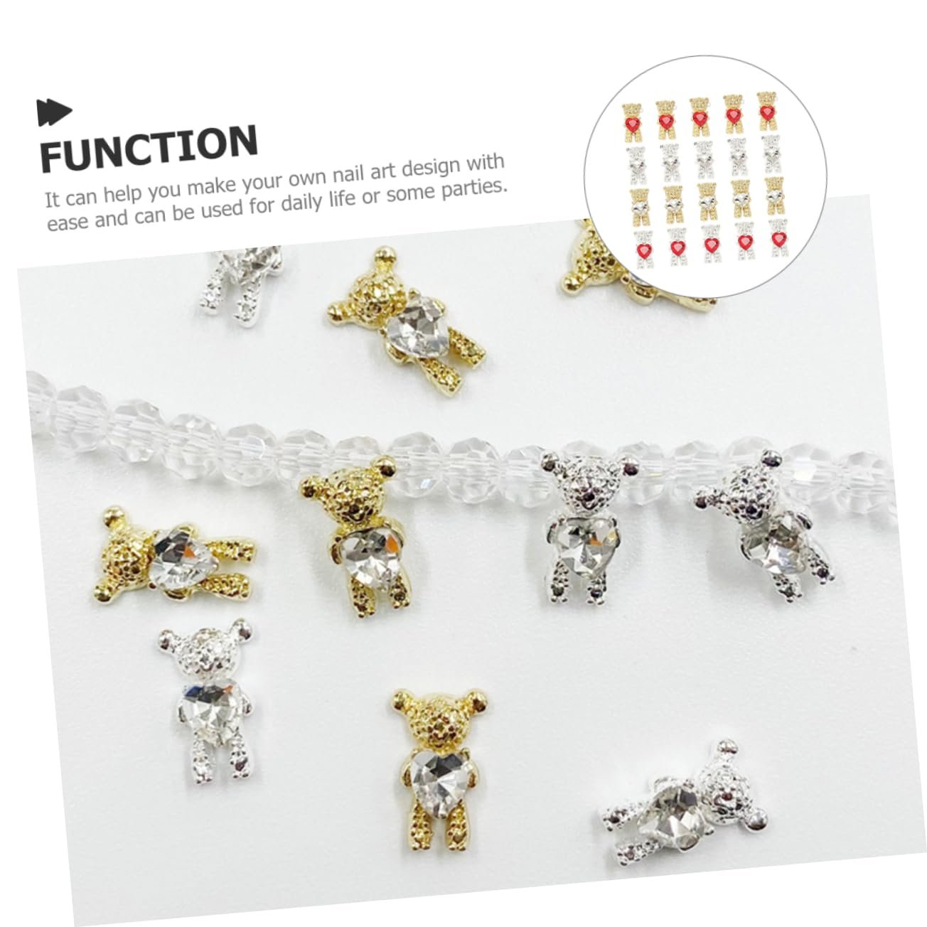Стрази для нігтів Ведмедик 3D Шарми, фото №9