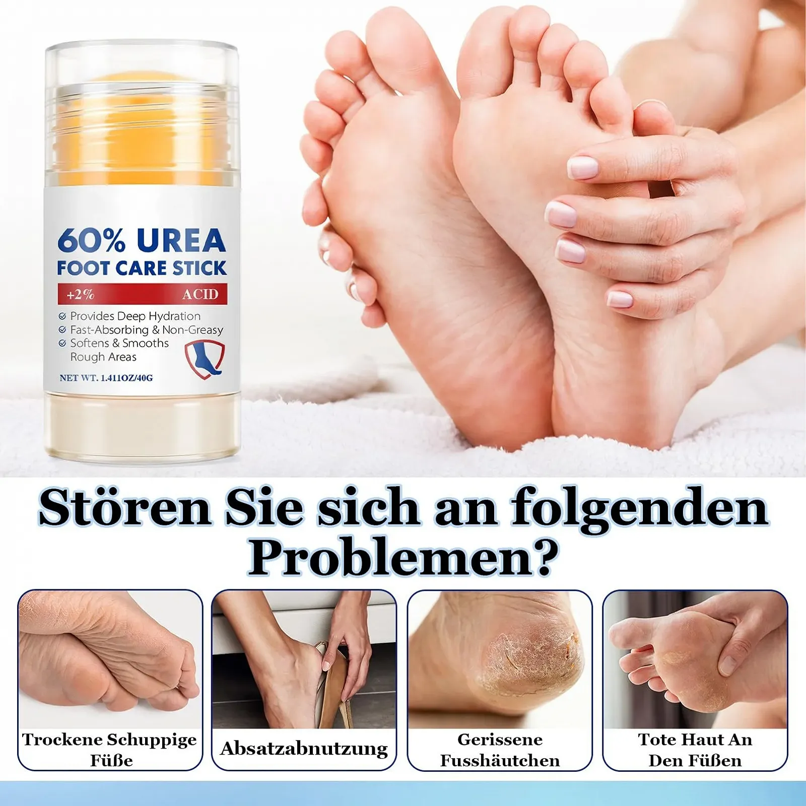 Крем для ног Urea Cream 60% с 2% кислотой для потрескавшихся пяток и сухой кожи (2 шт), фото №4