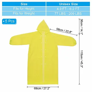 Дощовик PATIKIL, 5 шт., легкий, багаторазовий, EVA, для дорослих, для велоспорту, походів, активного відпочинку, жовтий synthetic.ua - Фото 1