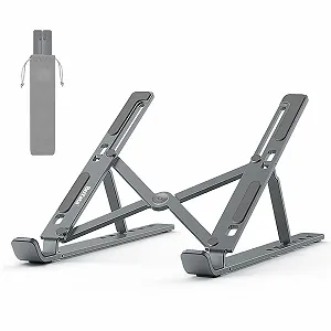 Подставка для ноутбука BoYata, 6 уровней регулировки высоты, портативная подставка для ноутбука, складная алюминиевая подставка, совместима с MacBook Air, Dell XPS, большинством ноутбуков 10-15,6 дюймов - Фото 1