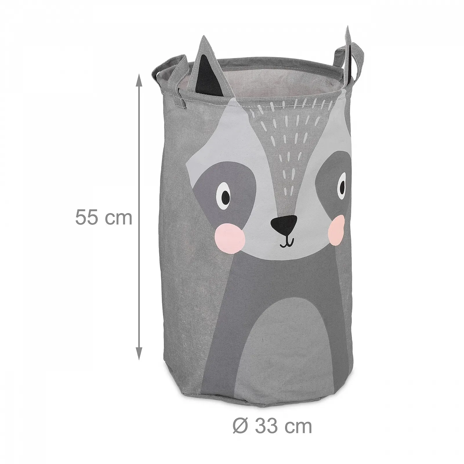 Корзина для хранения Игрушек Relaxdays Енот, Складная, Серый, фото №4