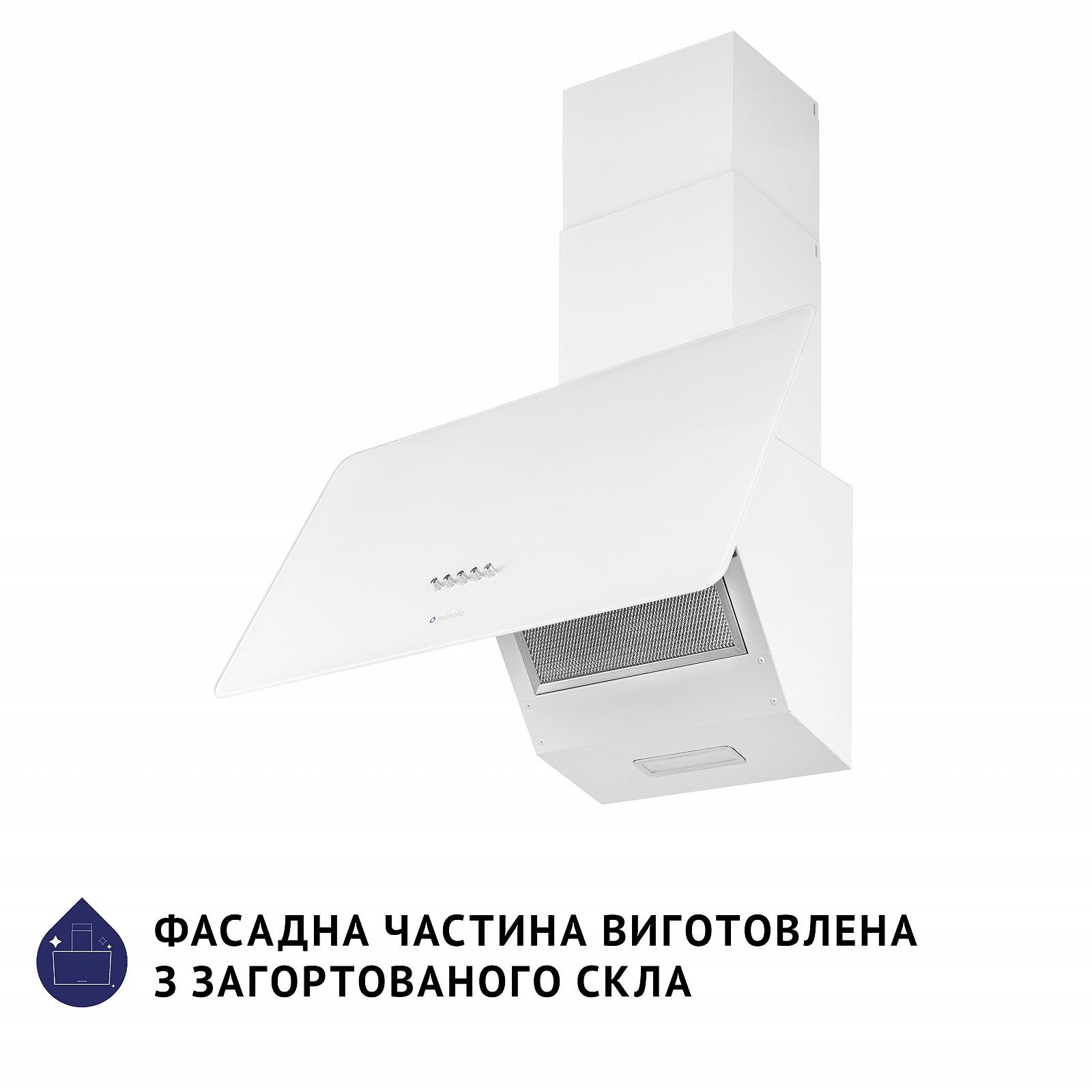 Витяжка декоративна похила Minola HDN 6224 WH 700 LED, фото №4 Витяжка декоративна похила Minola HDN 6224 WH 700 LED, фото №4