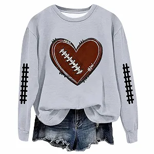 Женский футбольный свитшот Langes Gameday, графика, футбол, мать, наряды, буквы, круглый вырез, длинный рукав, спортивный комфорт, любитель футбола - Фото 1