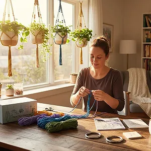 Набір для макраме Suo Long для дорослих 4 підвіси для рослин шнур 4 мм аксесуари інструкція для початківців synthetic.ua - Фото 1