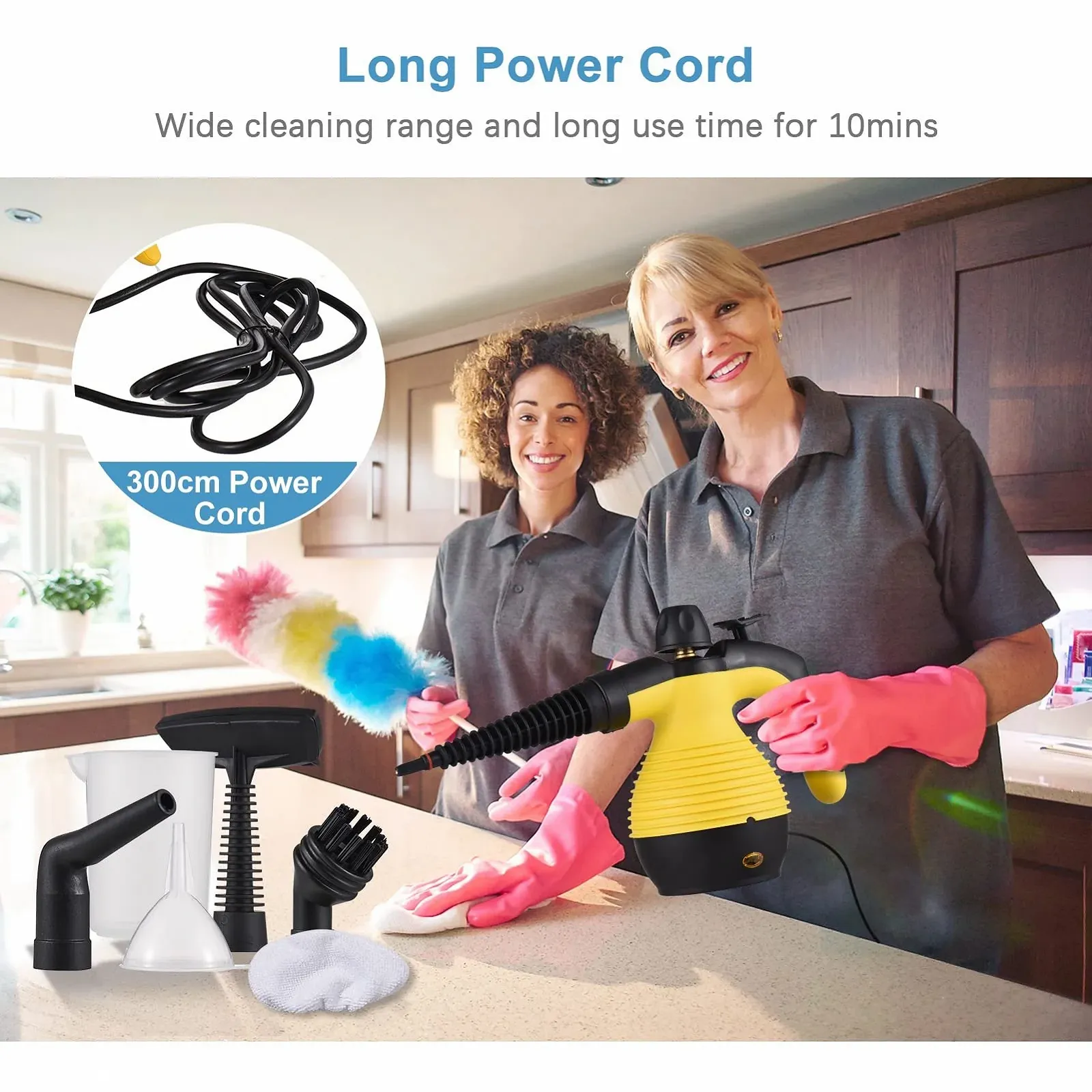 Пароочисник ручний портативний 1050 W 9 аксесуарів 3.0 bar, фото №7 Пароочисник ручний портативний 1050 W 9 аксесуарів 3.0 bar, фото №7