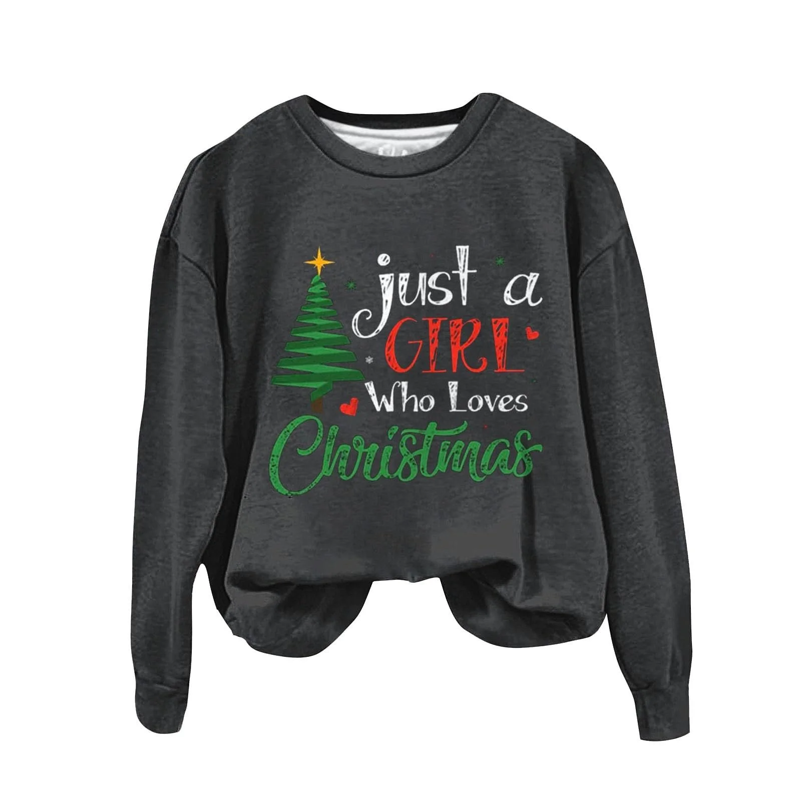 Женский свитшот Просто Девушка, Которая Любит Рождество, Милая Надпись, Графический Длинный Рукав, Рубашка, Круглый Вырез, Худи, Женский Топ, Свитер, фото №1