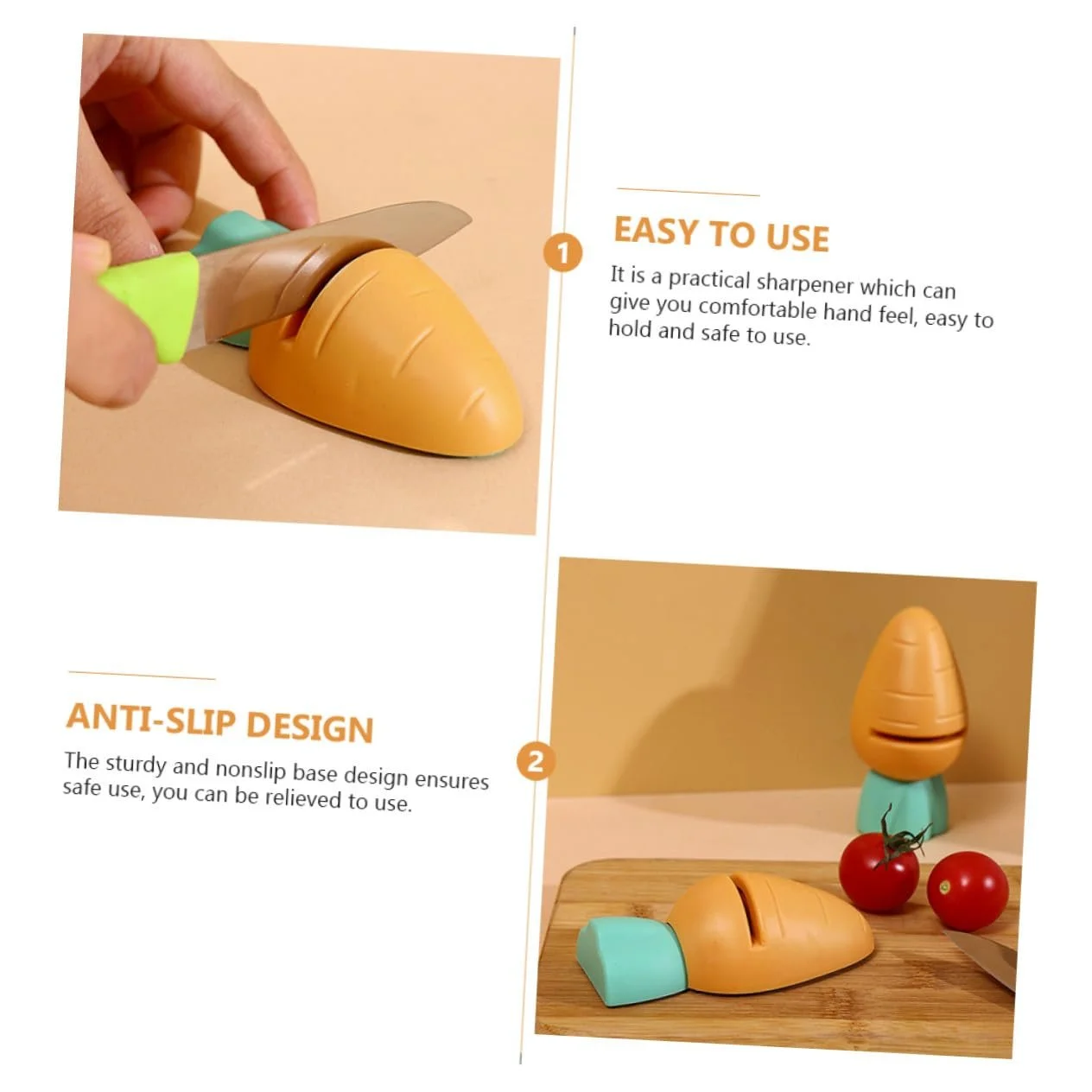 Точилка для ножів VALICLUD набір 4 шт. міні у формі моркви ергономічна нековзна, фото №7