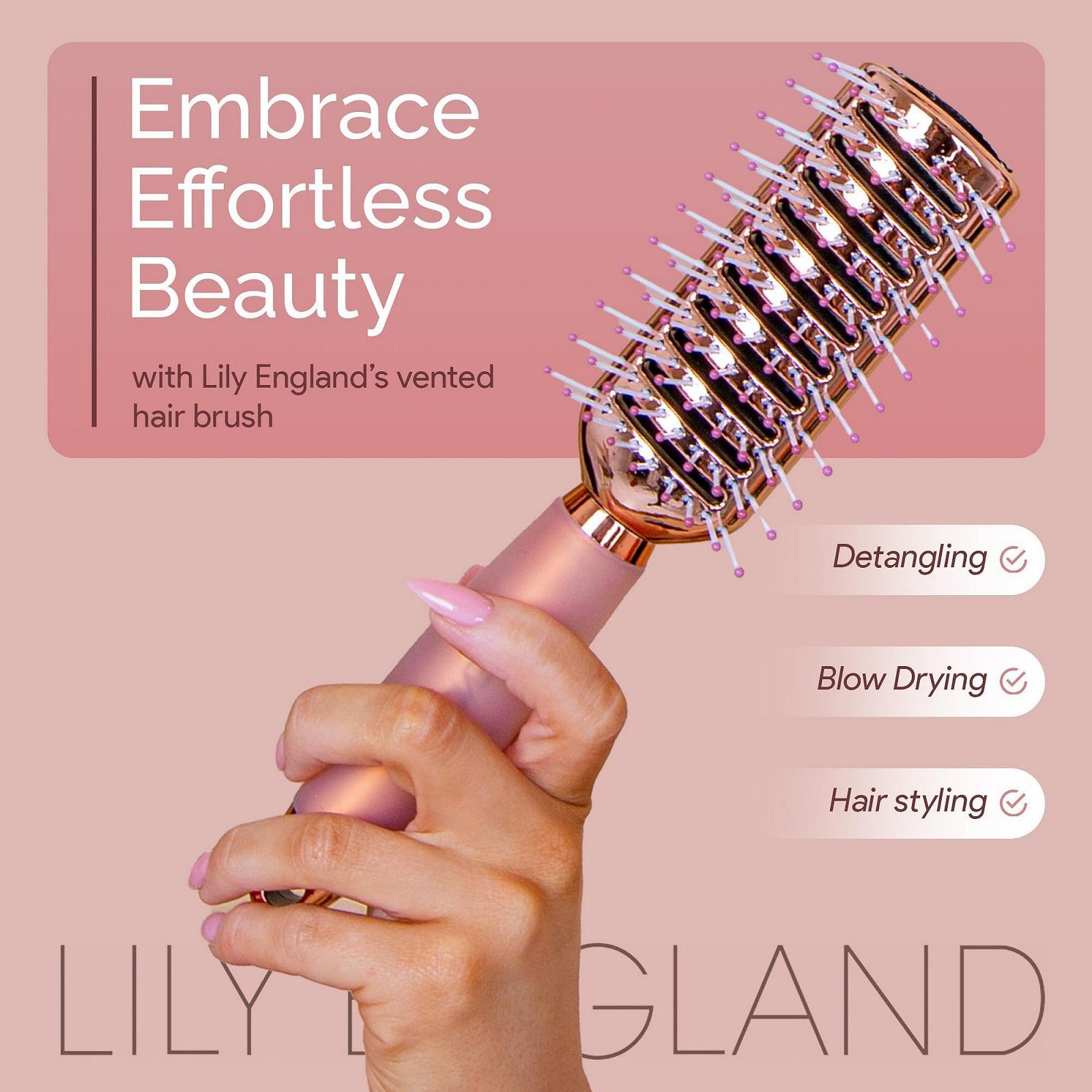 Скелетная щетка Lily England, для сушки феном и придания объема, профессиональная, цвет розовое золото, фото №5