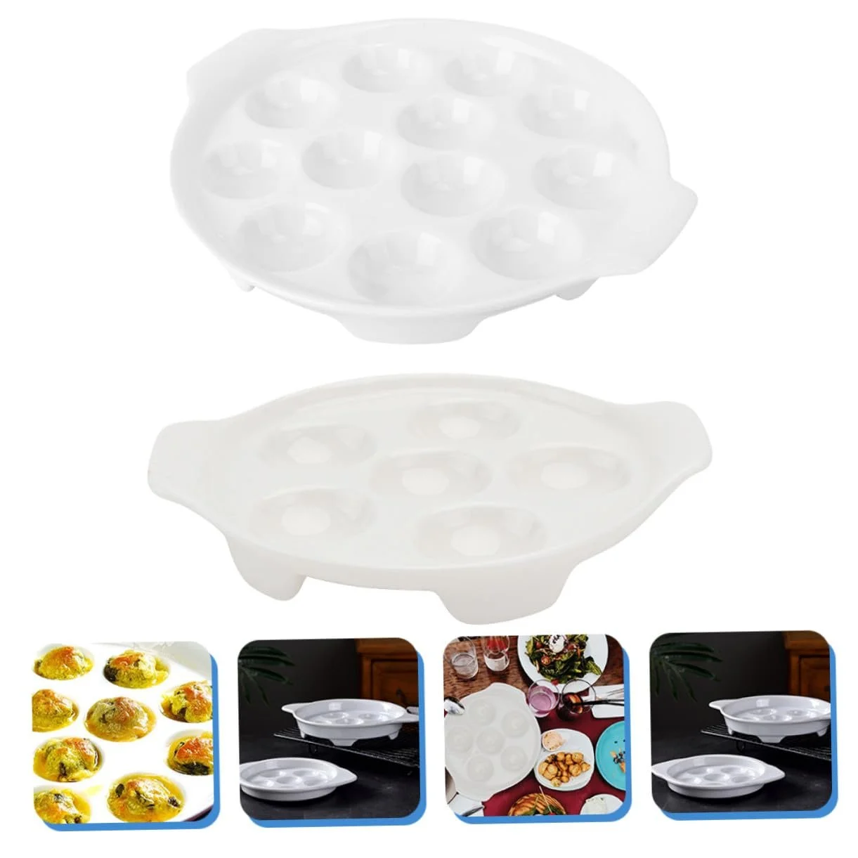 Формы для запекания улиток Gatuida Набор из 2 шт. керамические с ручками для духовки микроволновой печи посудомоечной машины антискользящие, фото №5