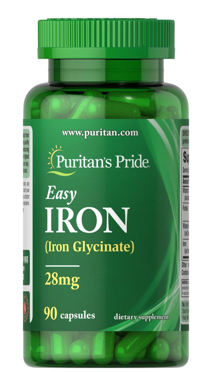 Железо Puritan's Pride Iron 28 mg Glycinate 90 capsules, фото №1 Железо Puritan's Pride Iron 28 mg Glycinate 90 capsules, фото №1