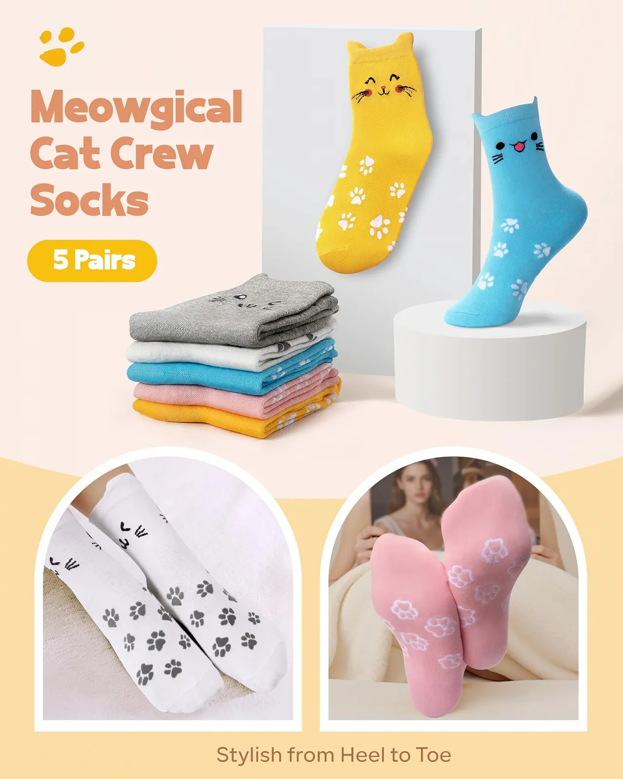 Шкарпетки з котами Small Christmas Gifts for Women, фото №3 Шкарпетки з котами Small Christmas Gifts for Women, фото №3