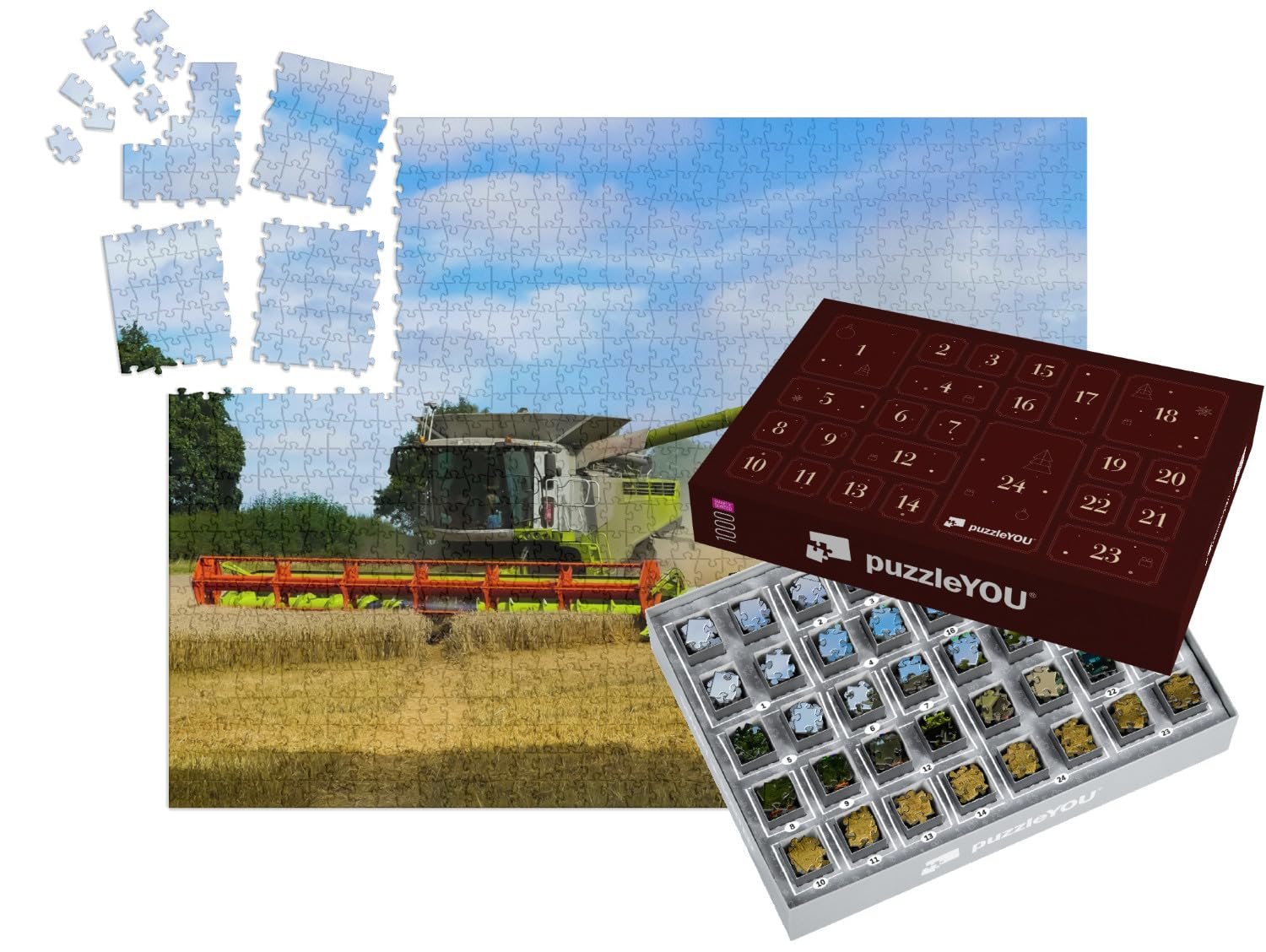 Адвент-календарь пазл puzzleYOU Vehicles, Tractors Puzzle Collection Tractor with Trailer Oxfordshire 1000 элементов, фото №1