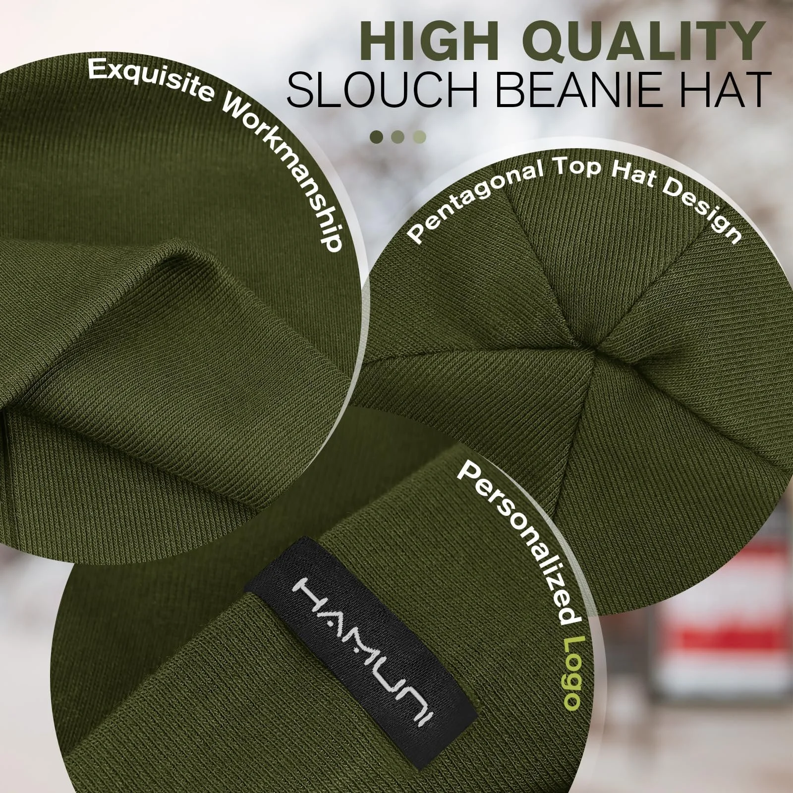 Шапка-бини HAMUNI Slouchy для женщин, Удобная хлопковая, Двойной слой, Мягкая, фото №4 Шапка-бини HAMUNI Slouchy для женщин, Удобная хлопковая, Двойной слой, Мягкая, фото №4