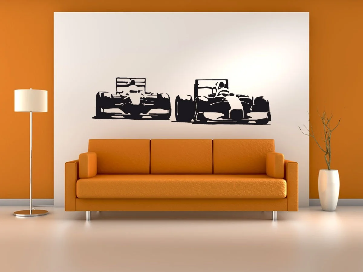 Наклейка на стену виниловая racing car Formel 1 #97B черная 120 см x 32 см, фото №3