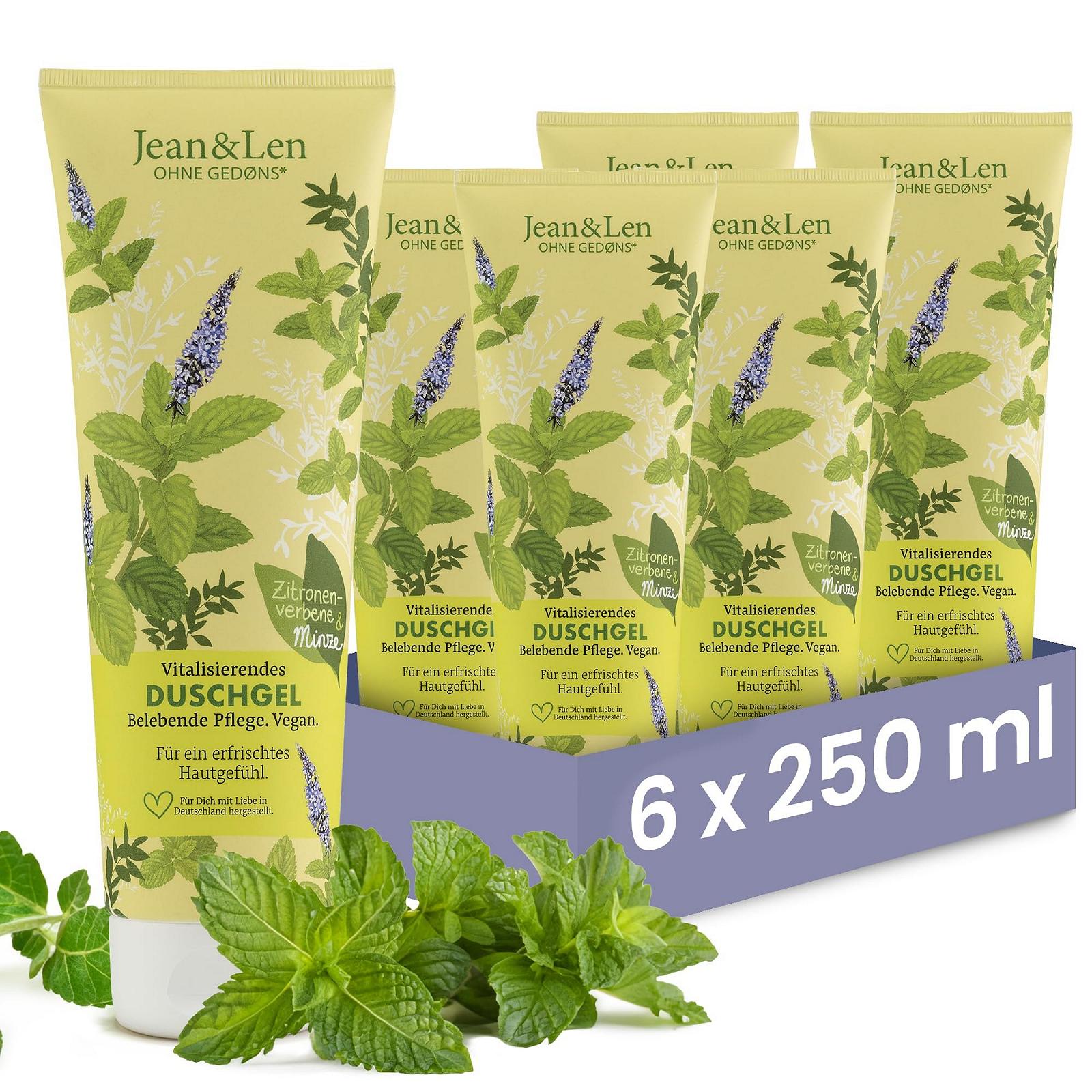 Тонизирующий гель для душа Jean & Len Lemon Verbena & Mint веганский 6 x 250 мл, фото №1