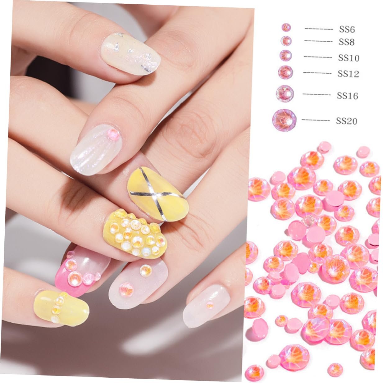 Стрази для нігтів Housoutil 6 кишень Флуоресцентні Камені для манікюру, фото №4