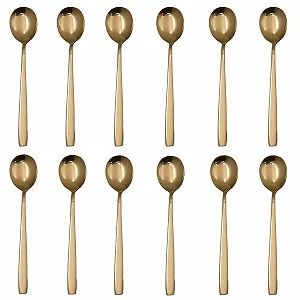 Набор суповых ложек, нержавеющая сталь, 12 штук, 16 cm, золотой - Фото 1