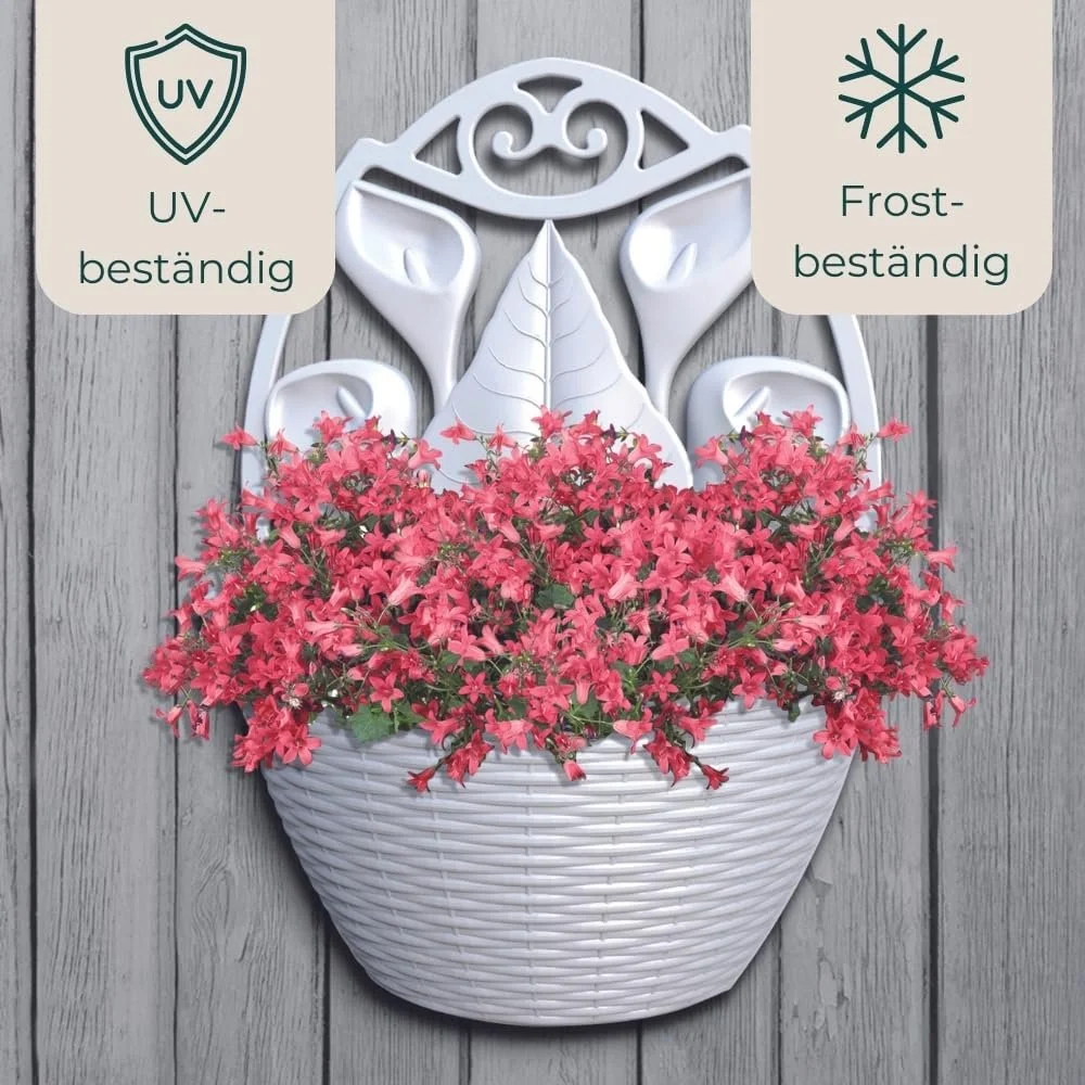 Настінний квітковий горщик GarPet Rattan Look Антрацит Пластиковий під ротанг для вулиці, фото №5