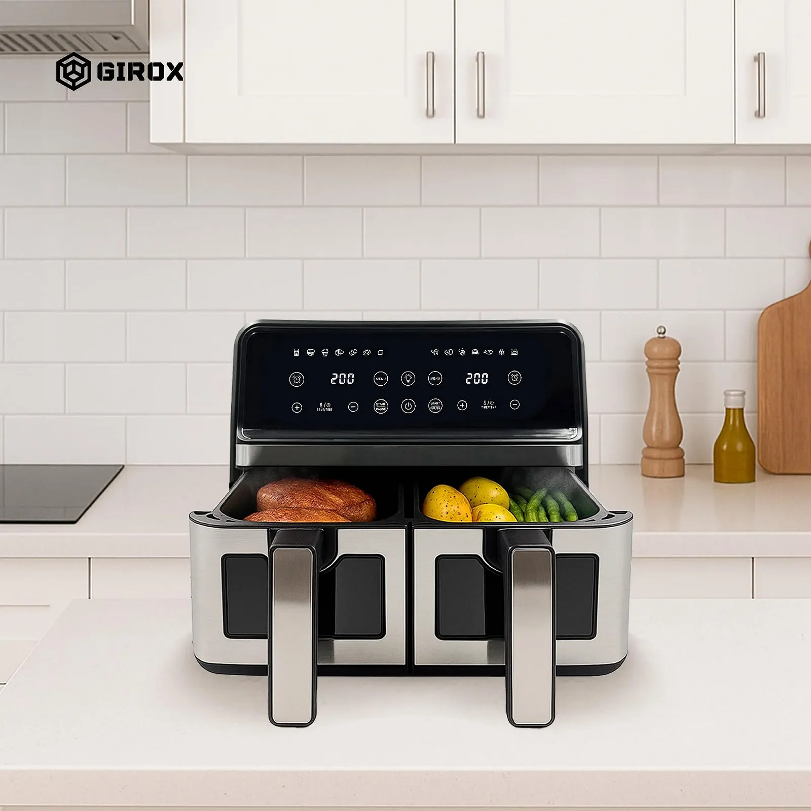 Мультипіч GIROX 9 L Dual 2200Вт 9л двокамерна 10 програм Black Inox Look, фото №5 Мультипіч GIROX 9 L Dual 2200Вт 9л двокамерна 10 програм Black Inox Look, фото №5
