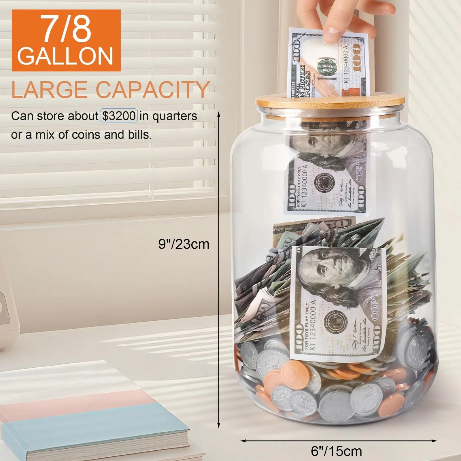 Скарбничка-свиня велика пластикова прозора PET, фото №2