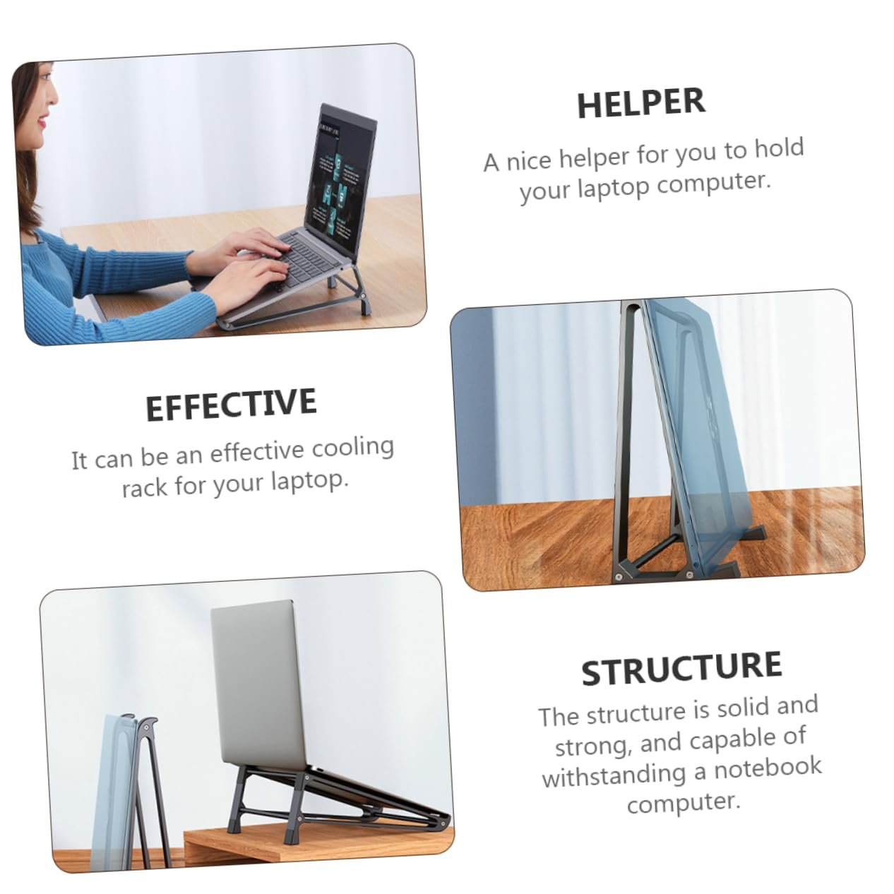 Підставка для ноутбука Алюмінієва портативна регульована по висоті з ефективним охолодженням з протиковзкими силіконовими ніжками, фото №8