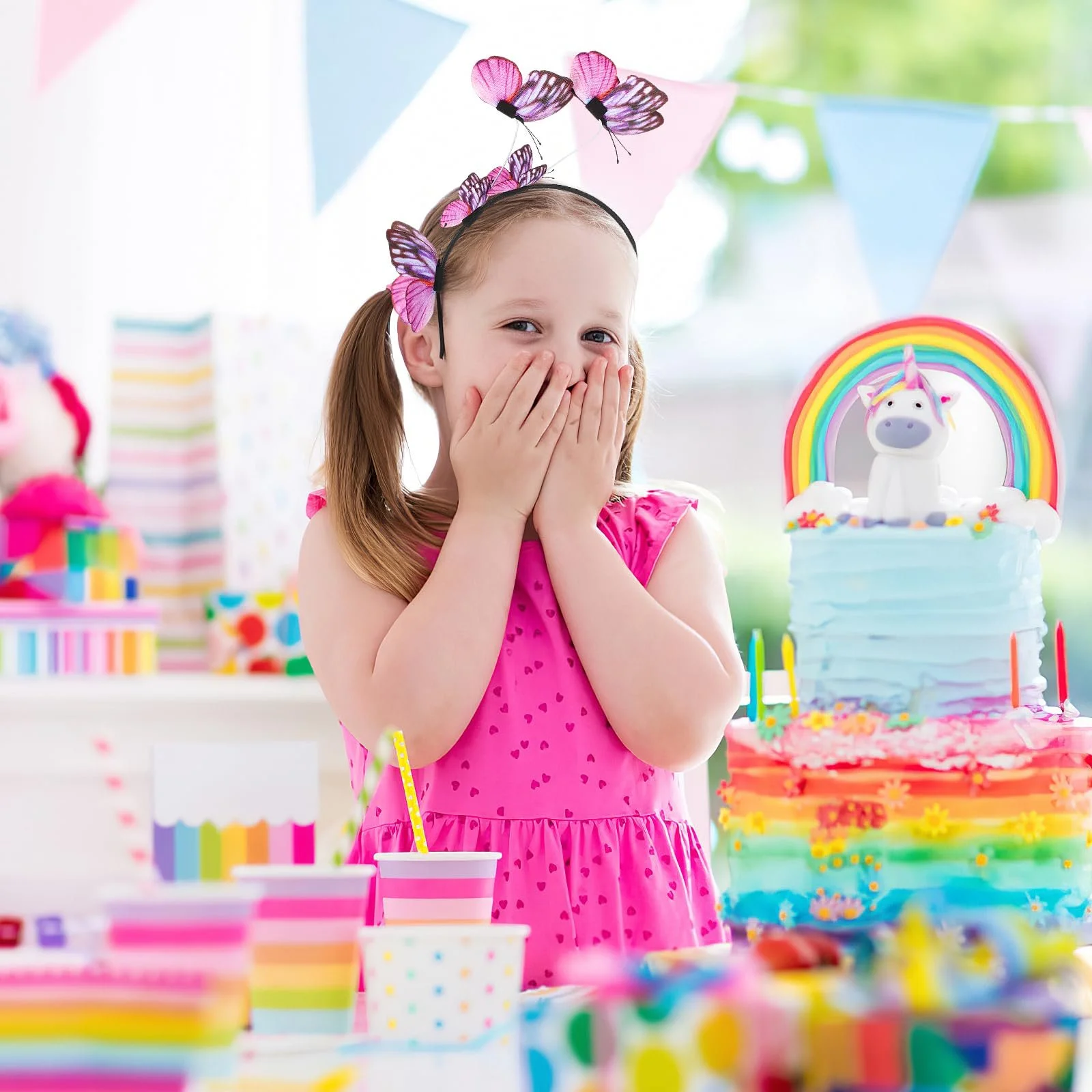 Обруч для волосся з метеликами FOMIYES для жінок, рожевий, фото №8 Обруч для волосся з метеликами FOMIYES для жінок, рожевий, фото №8