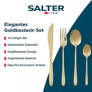 Набор столовых приборов Salter Chiltern BW11396EU7, 16 предметов, нержавеющая сталь, золотой цена на synthetic.ua - Фото 1 Набор столовых приборов Salter Chiltern BW11396EU7, 16 предметов, нержавеющая сталь, золотой synthetic.ua - Фото 1