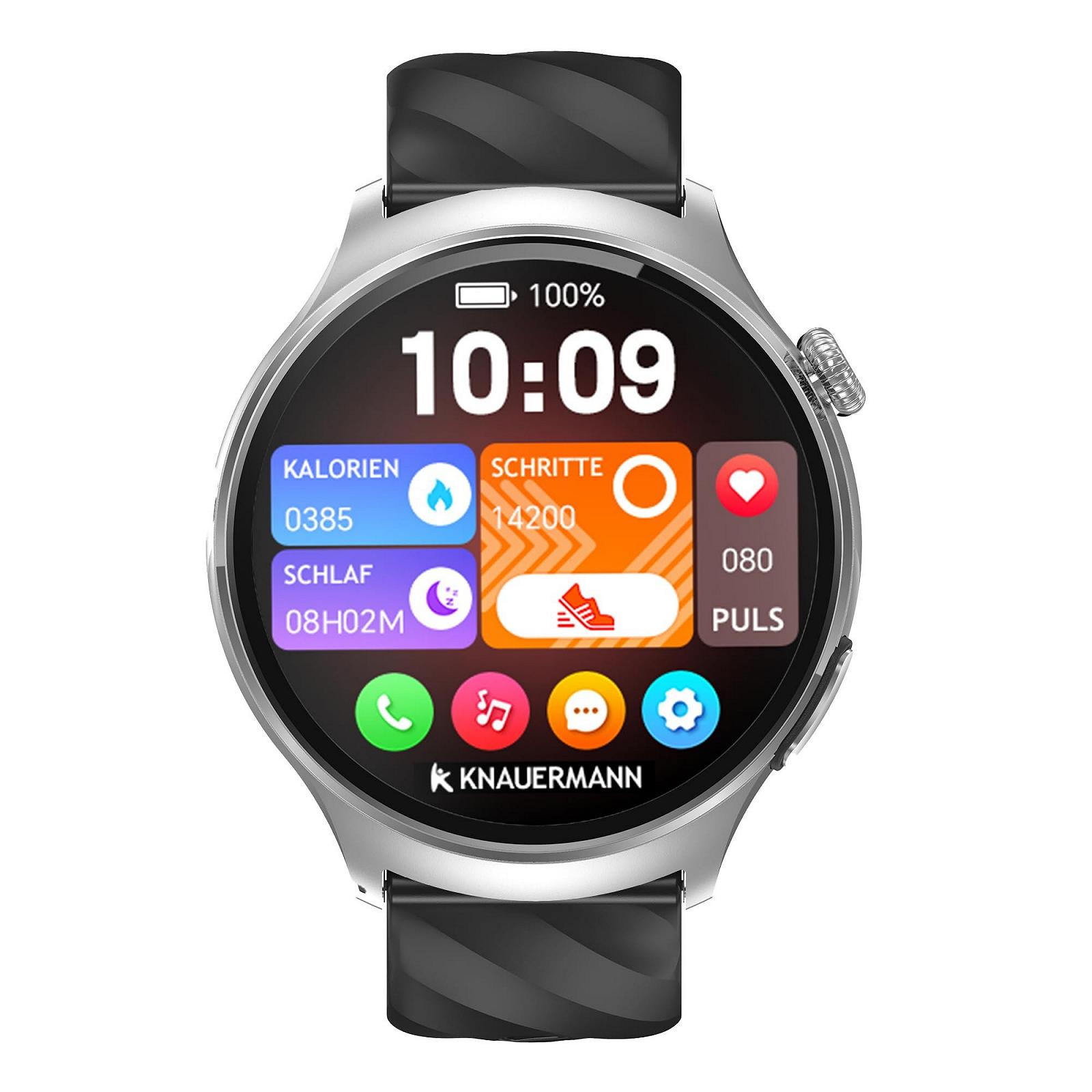 Смарт-часы Knauermann PRO 4 ECG Health Watch с функцией телефона, серебристый корпус, черный силиконовый ремешок, фото №7