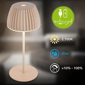 Мини LED настольная лампа BRILONER Riffle Set of 2 Wireless IP44 8.5 x 20 см Beige synthetic.ua - Фото 1