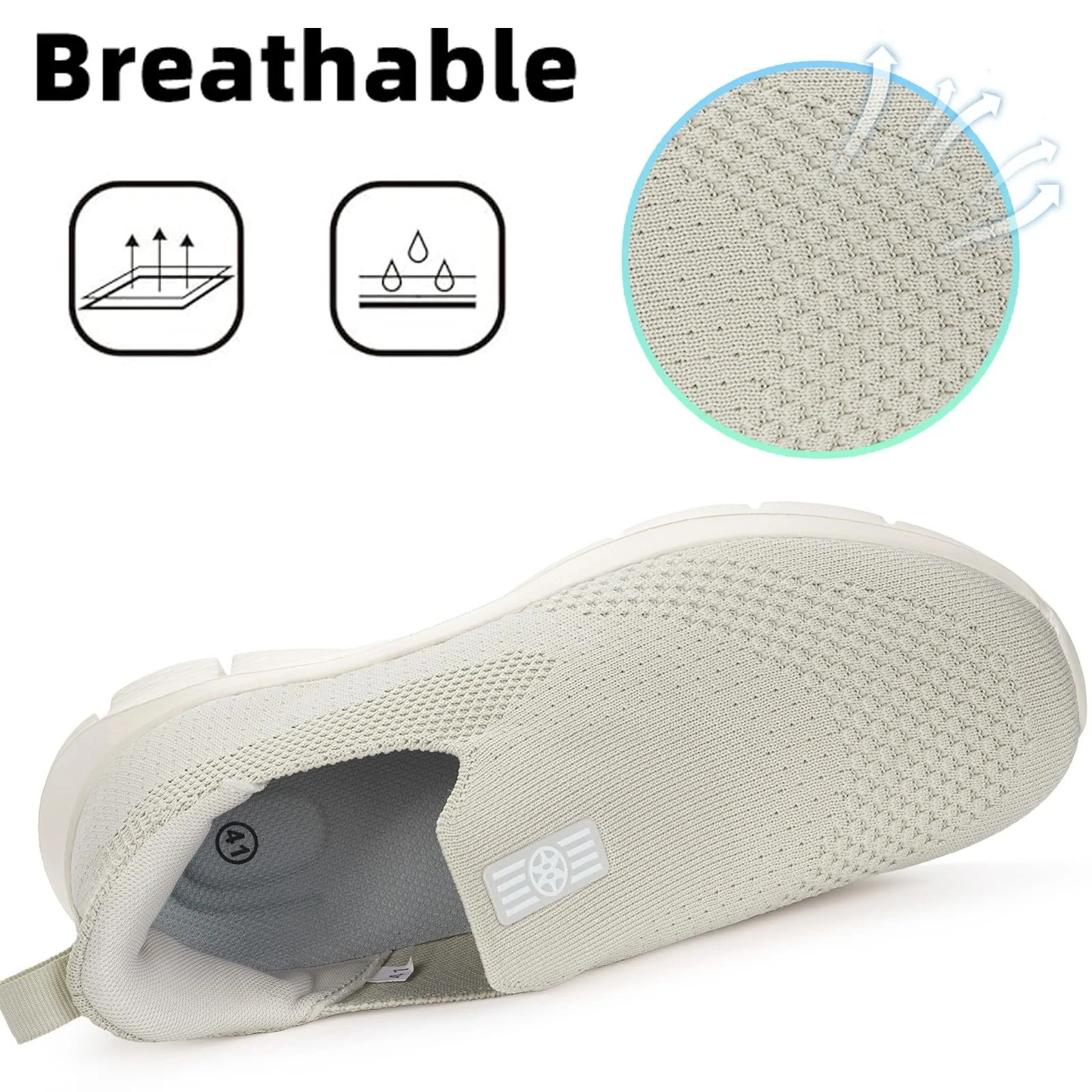 Кроссовки ZUSERIS Вязаные Унисекс Слипоны Спортивная обувь Кроссовки Для активного отдыха Пешие прогулки Фитнес обувь Без шнурков Поддержка свода стопы 36-46, фото №3