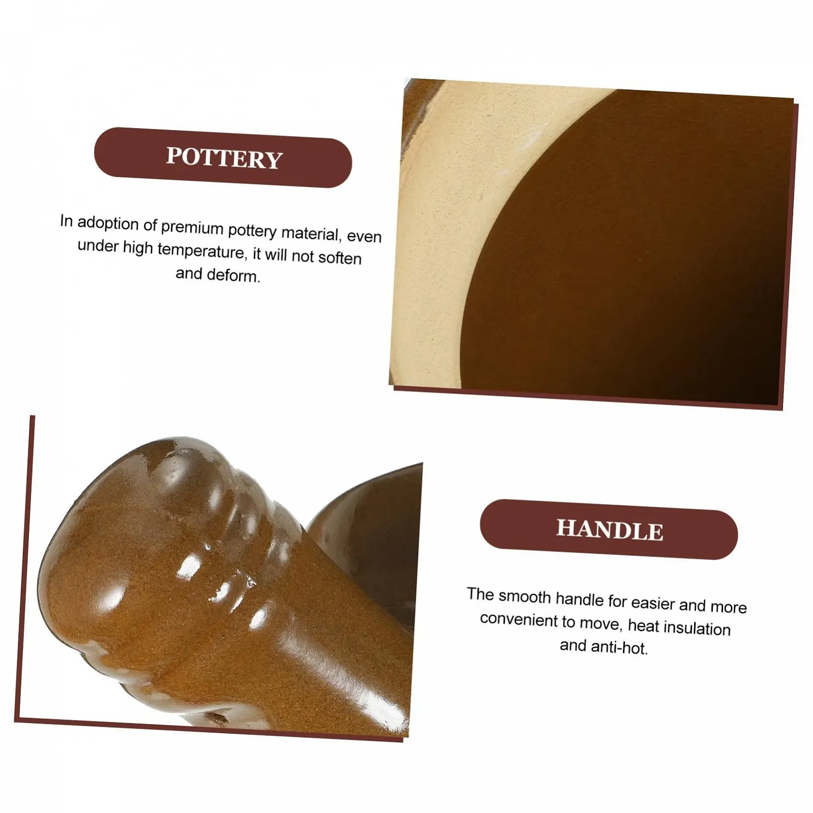 Кастрюля керамическая традиционная китайская термостойкая для лекарств и тушения коричневая, фото №9