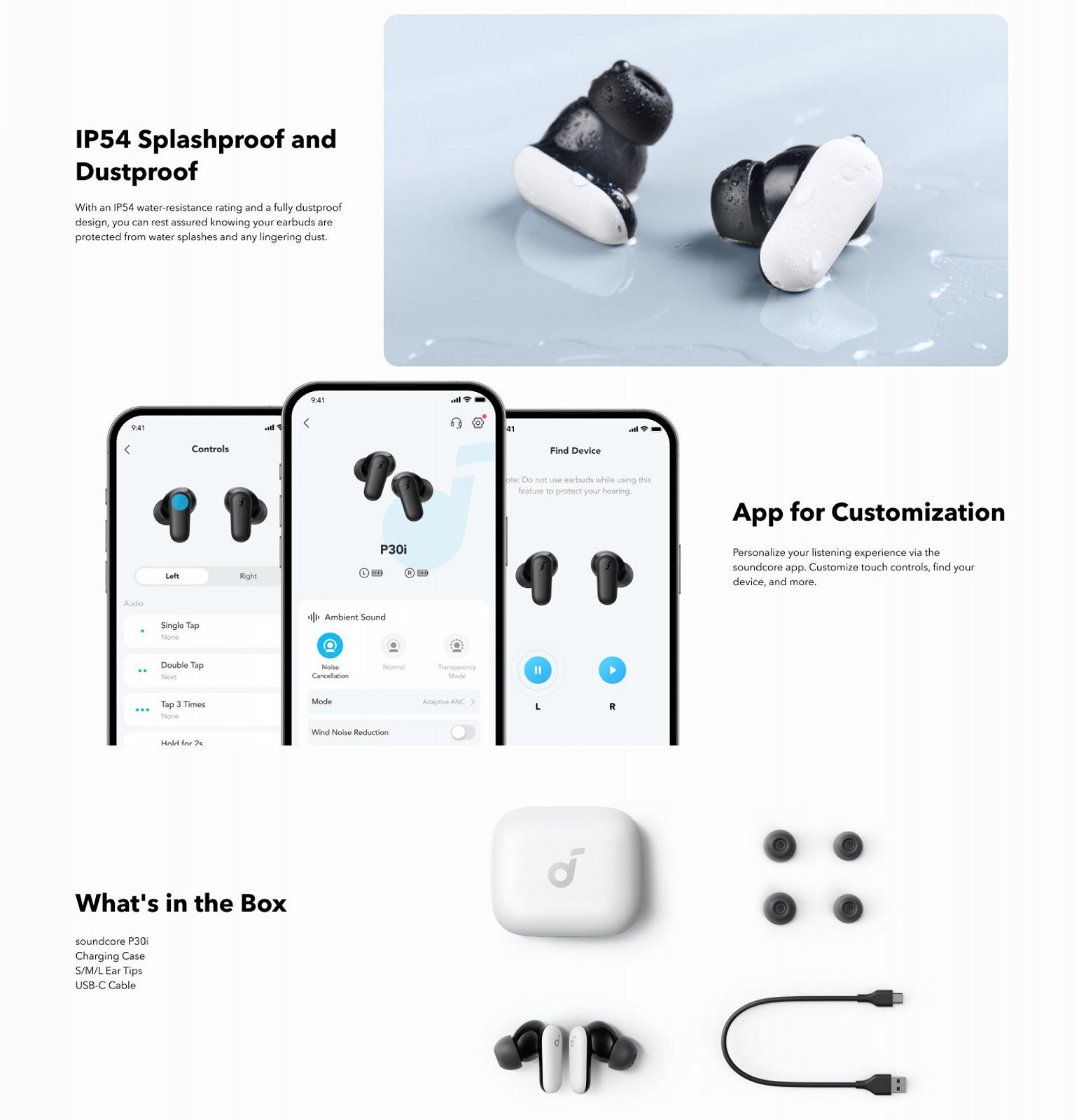 Навушники Anker Soundcore P30i ANC White, фото №13