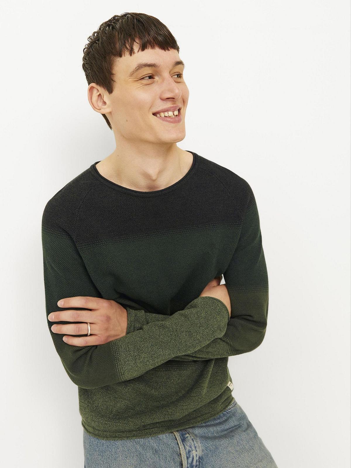 В'язаний пуловер JACK & JONES JJEHILL, чоловічий, з круглим вирізом, базова модель, з довгими рукавами, бавовняна сорочка, фото №7