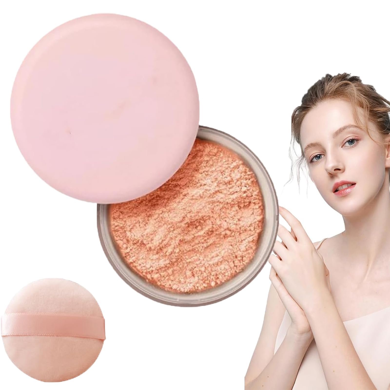 Пудра Allaura Beauty розсипчаста фіксуюча рожева, розмиваюча, водостійка для всіх типів шкіри (02#), фото №1