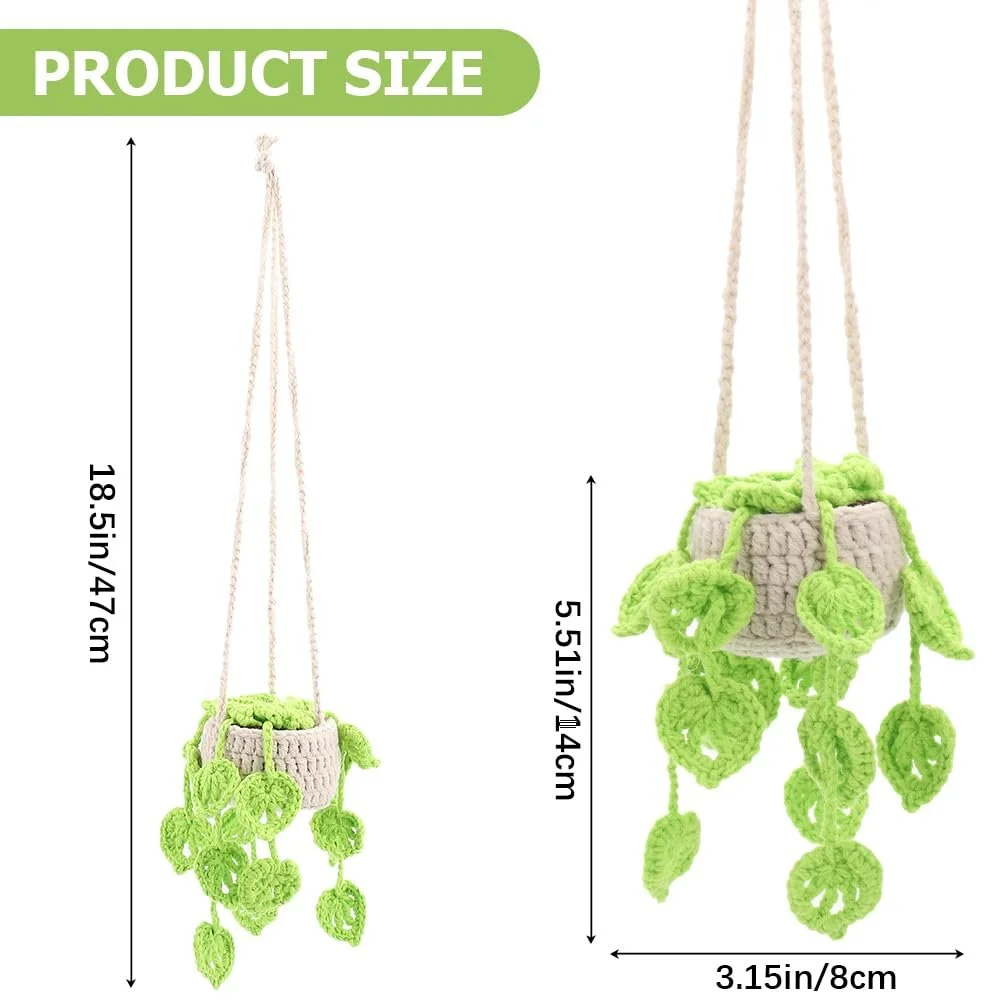 Аксессуар подвесной для авто GORGECRAFT вязаная корзина с растением Green, фото №2