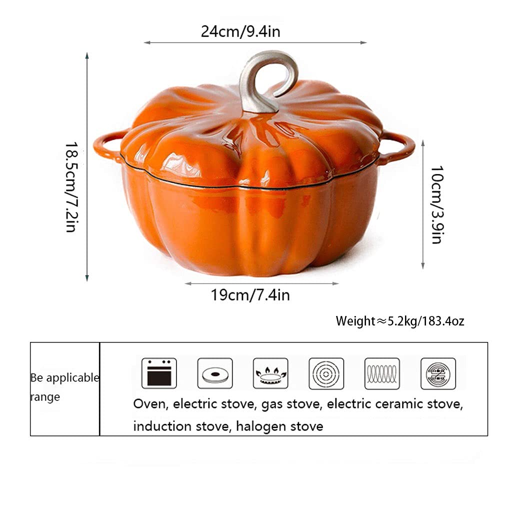 Каструля Wantanshopping Dutch Oven Pot Pumpkin Емалевий Чавунний Горщик Каструля (Оранжева), фото №2