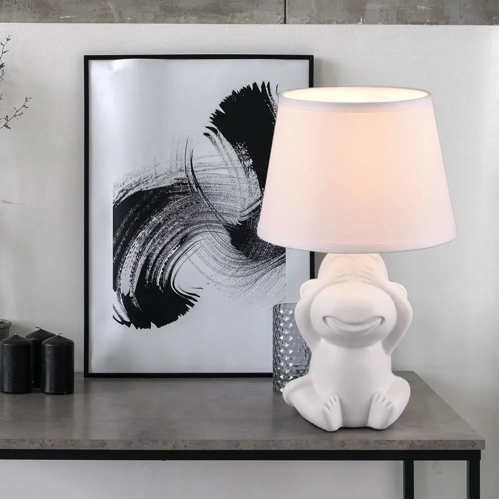 Настільна лампа etc-shop Monkey Ceramic E14 17 x 27 см Біла матова, фото №5