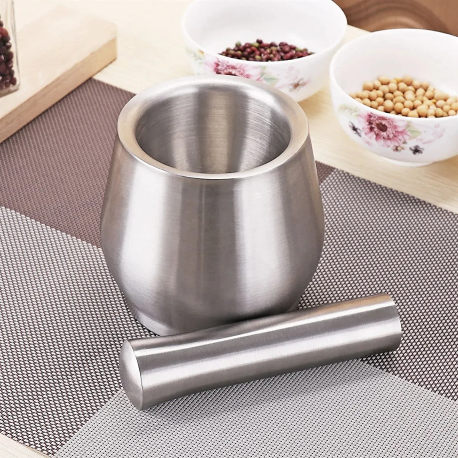 Товкачка Knoblauchstampfer Professioneller Edelstahl Trommelform, фото №3