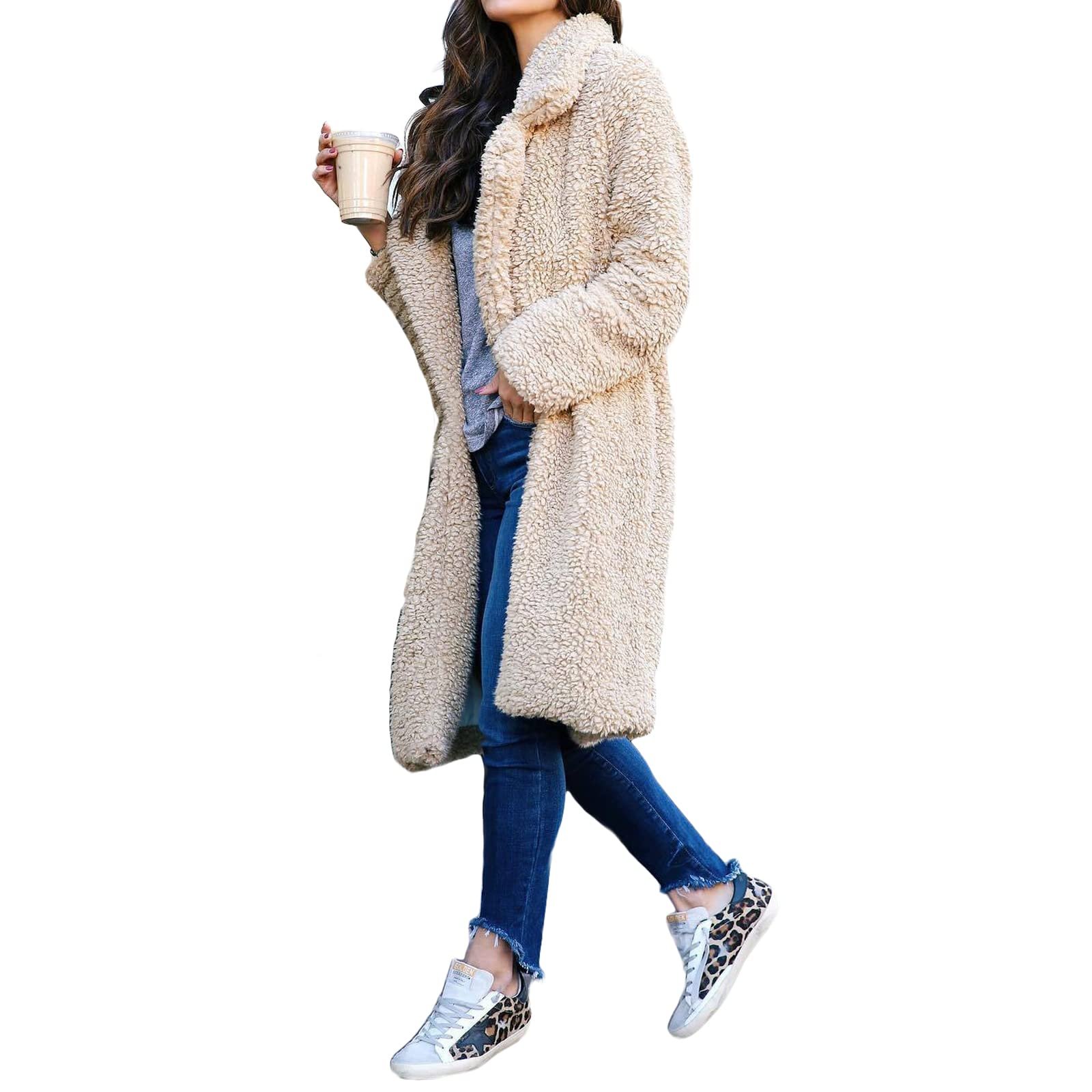 Жіночий кардиган з пухнастого флісу з лацканами, фото №3