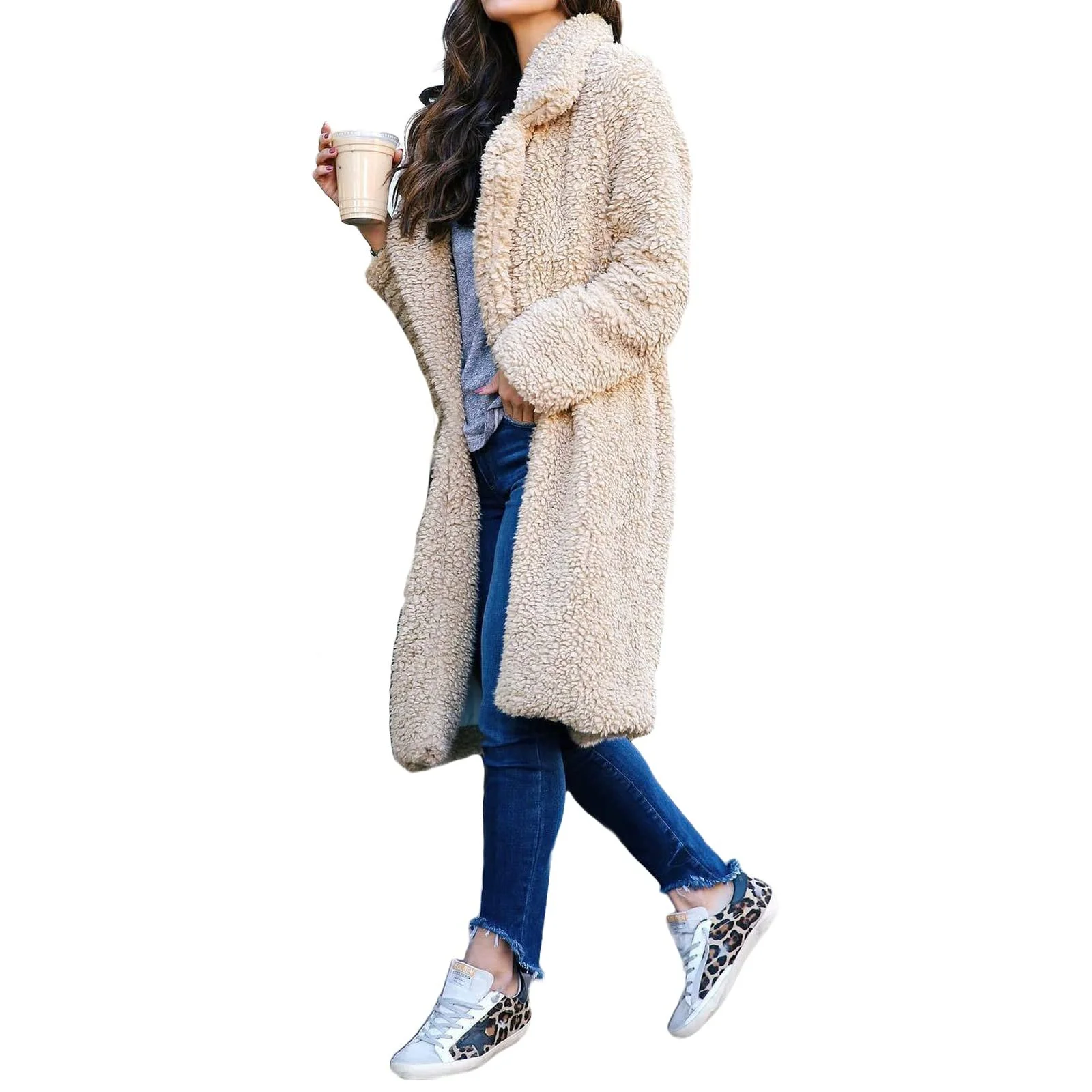 Жіночий кардиган з пухнастого флісу з лацканами, фото №3 Жіночий кардиган з пухнастого флісу з лацканами, фото №3