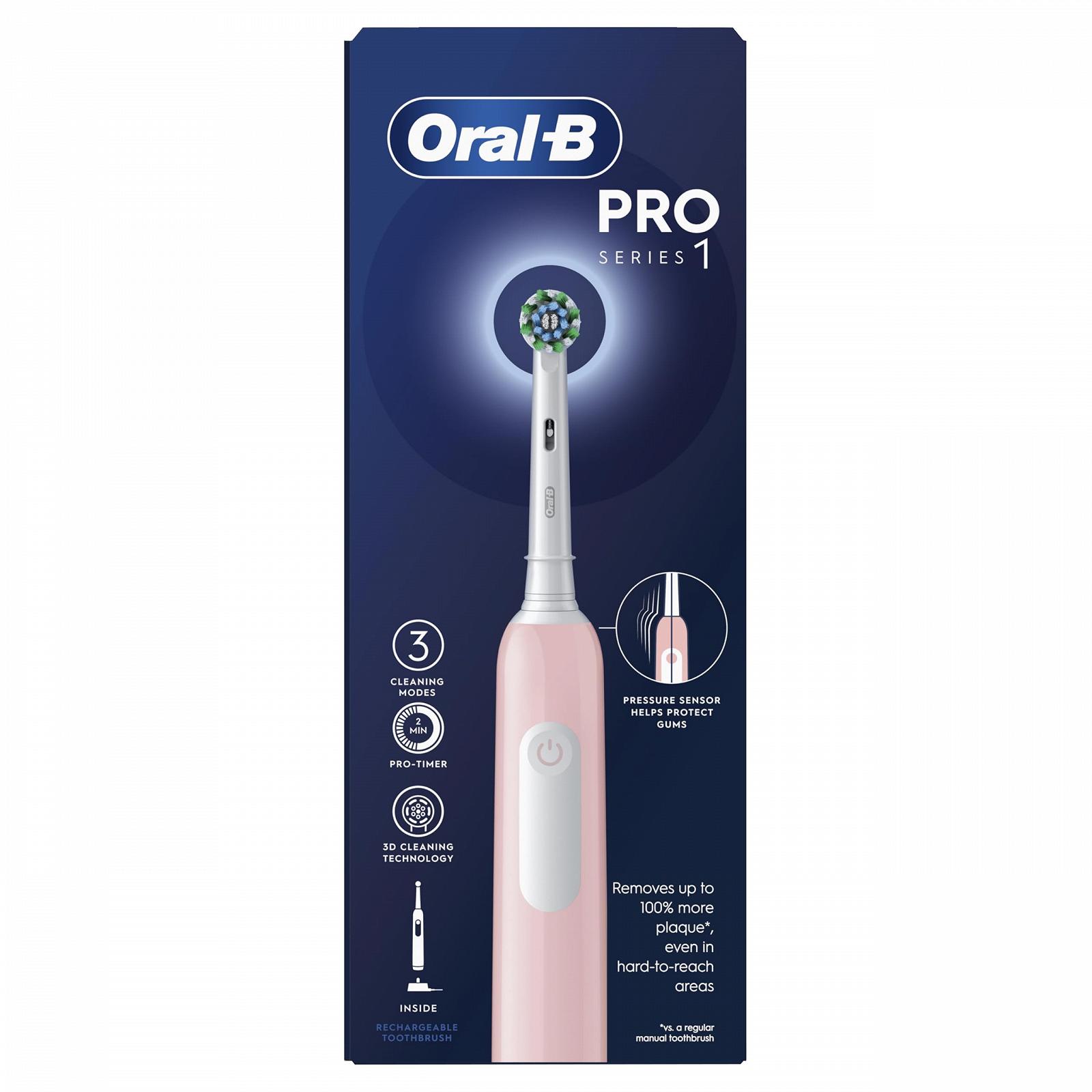 Зубна щітка електрична Oral-B Pro 1 3D Cleaning Рожева, фото №1