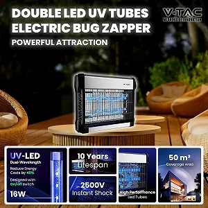 Електричний знищувач комах V-TAC 16 Вт 50 м² Slim UV LED Blue synthetic.ua - Фото 1